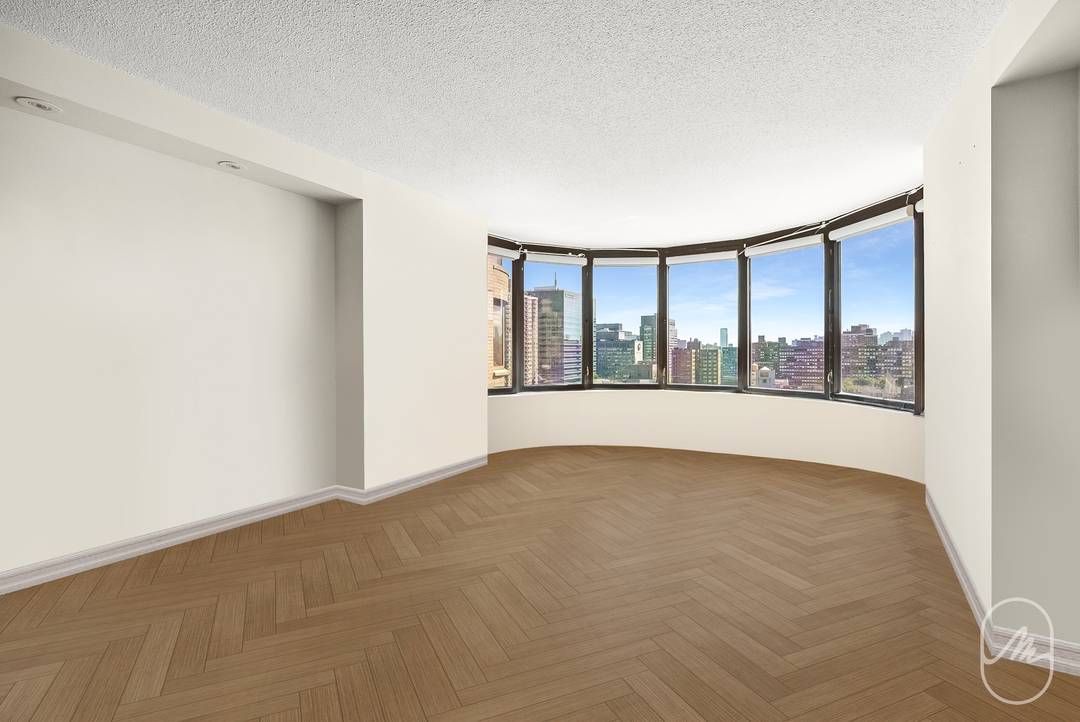 This bright, south facing 1 bedroom, 2 bathroom home offers stunning open city views, including the Empire State Building, from oversized windows that flood the space with natural light.