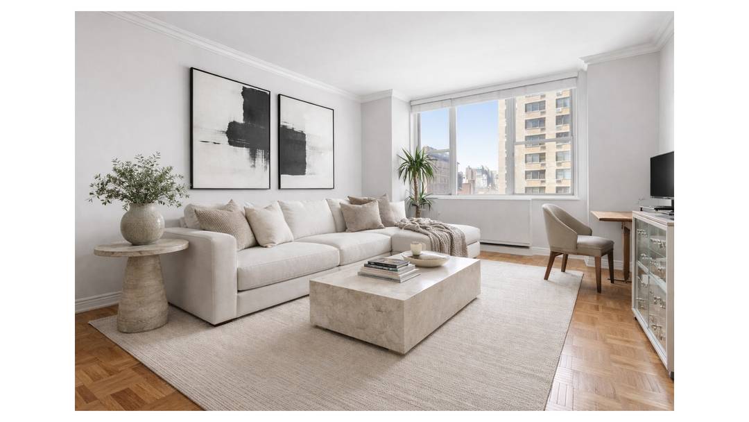 Sun filled with open city views, Apartment 8F at Park Towers is a thoughtfully renovated Gramercy one bedroom offering gracious proportions and seamless flow.