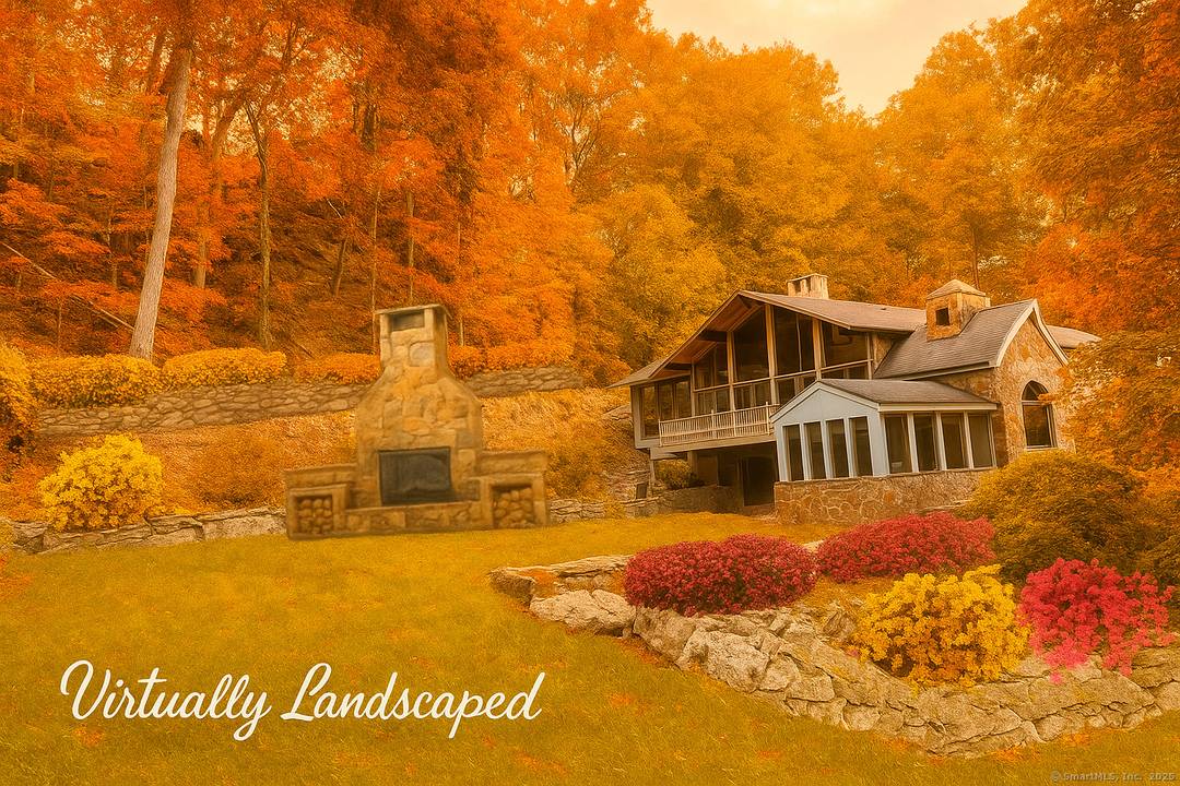 This exceptional stone home, blending contemporary design with natural tranquility, sits on 2 private acres in Weston.