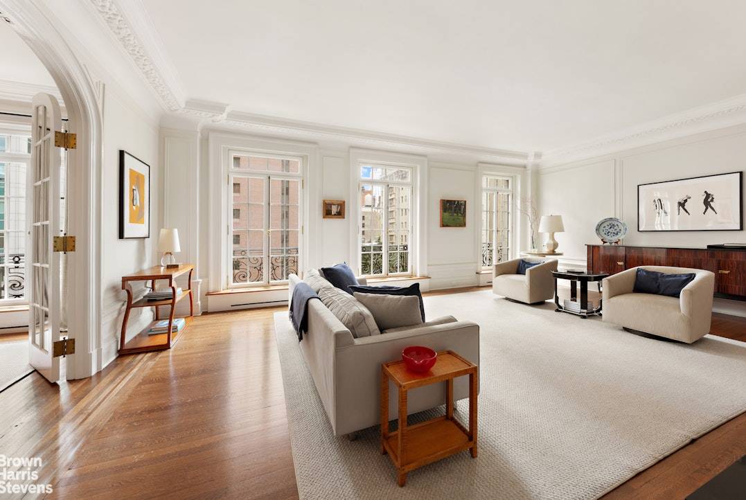 Your unique opportunity to purchase a triple mint classic 7 with central A C, ultra high ceilings, lavish detailing, and 7 floor to ceiling French windows with Juliet balconies facing ...