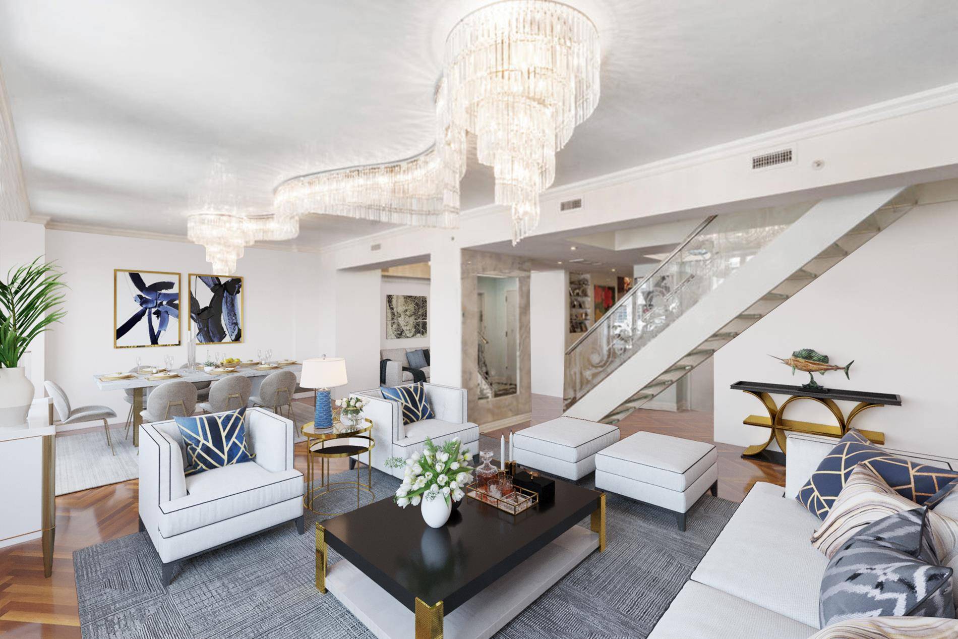 Duplex condo completely renovated, 6 oversized bedrooms and 6 marble bathrooms all with heated floors.