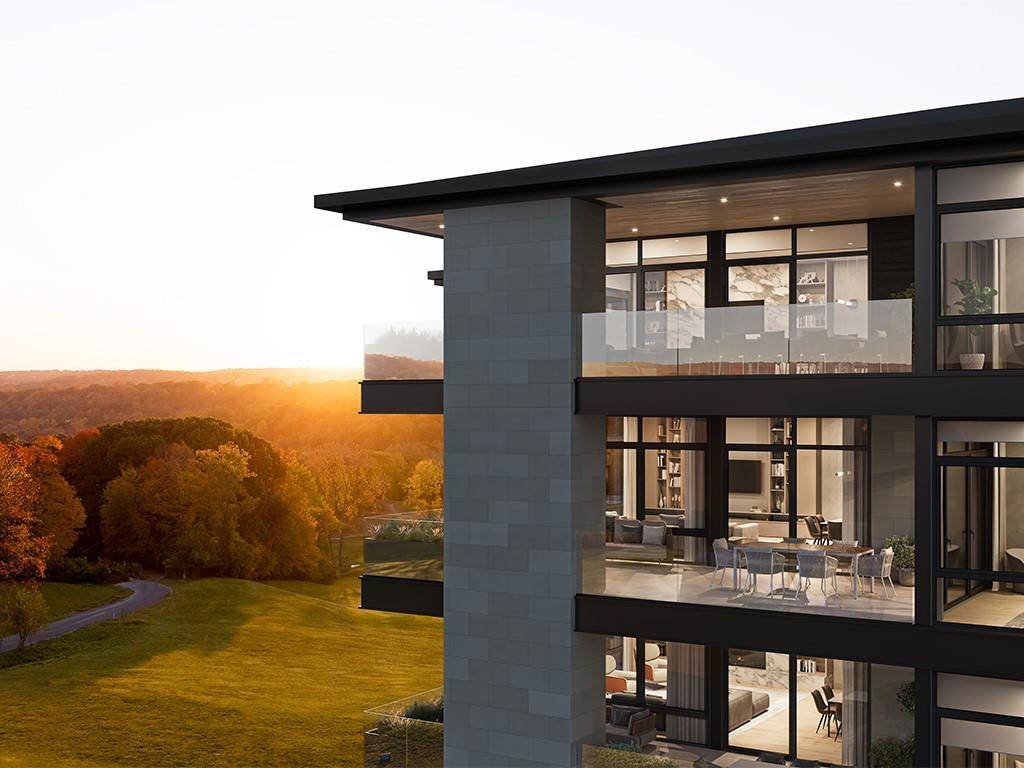 Summit Club Residences designed by Granoff Architects set high up above the golf course w expansive vista views.