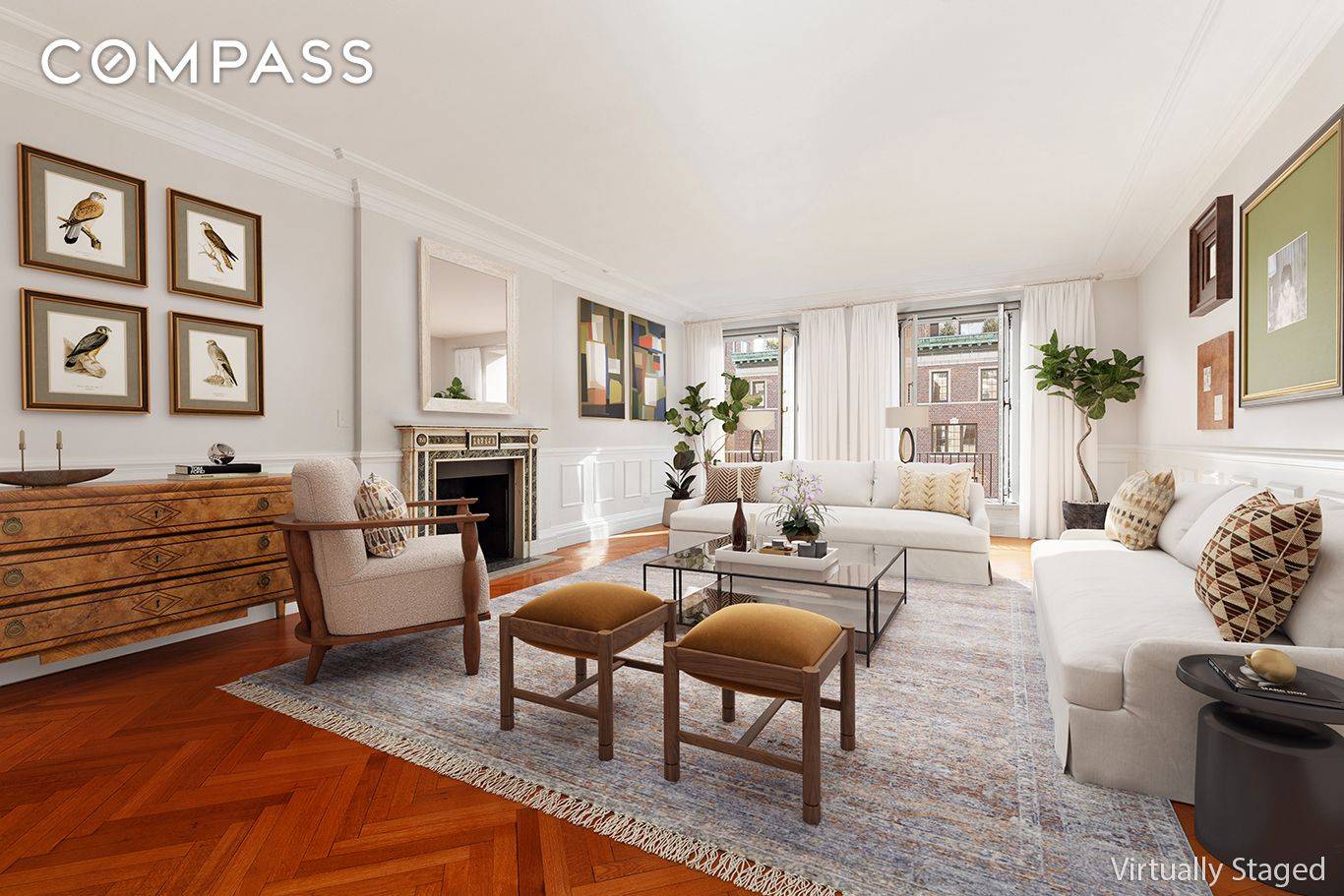 Turn key 11 Room Pre War Home Bright sun envelopes this 4, 100 SF home, pouring in from the south through floor to ceiling french windows, illuminating the restored original ...