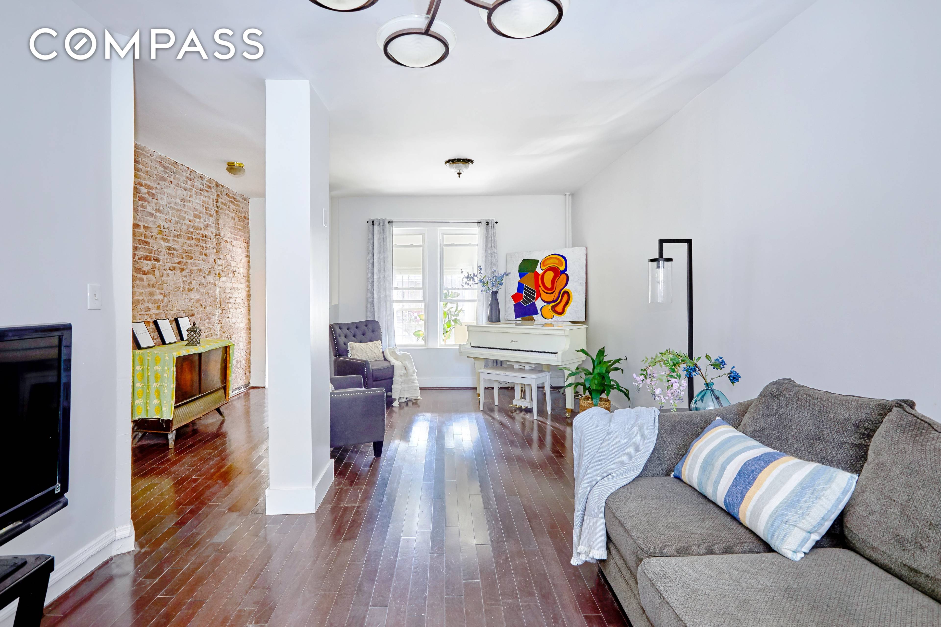 Lovely single family home consists of three generously sized bedrooms and one and a half bathrooms with finished basement featuring high ceiling and a separate front entrance.