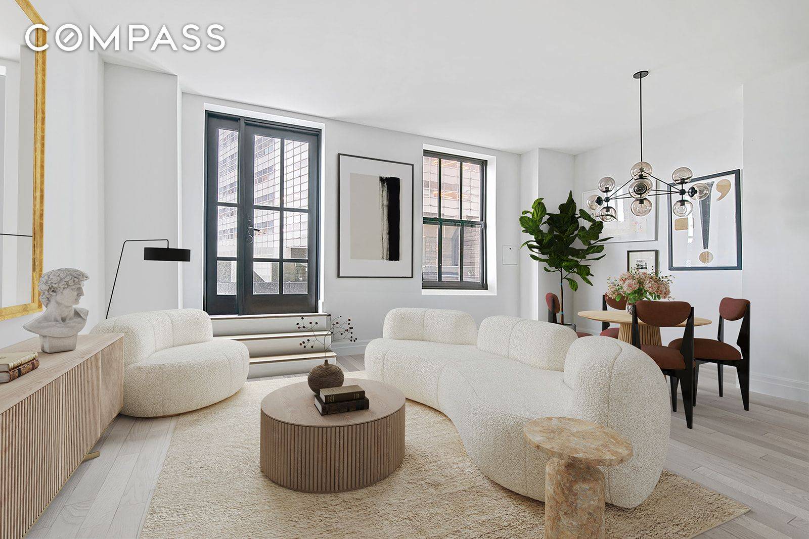 Oversized, one bedroom, one bath home office residence in the historic Ralph Walker building at 100 Barclay in Tribeca features a 255 SF private terrace right off the Living Dining ...