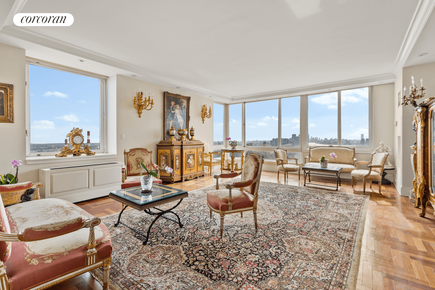 Perched on the 40th floor this magnificent four bedroom, four and a half bathroom sanctuary, boasts lofty ceilings and 13 windows with a triple exposure and endless unobstructed river views.
