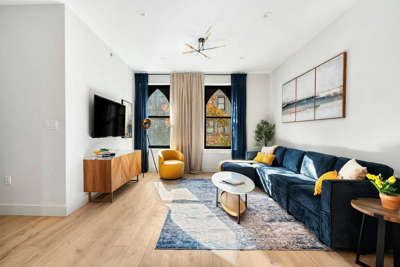 This south facing dream home has been beautifully appointed with high ceilings, an over sized eat in kitchen with window and a stunning view from every window.