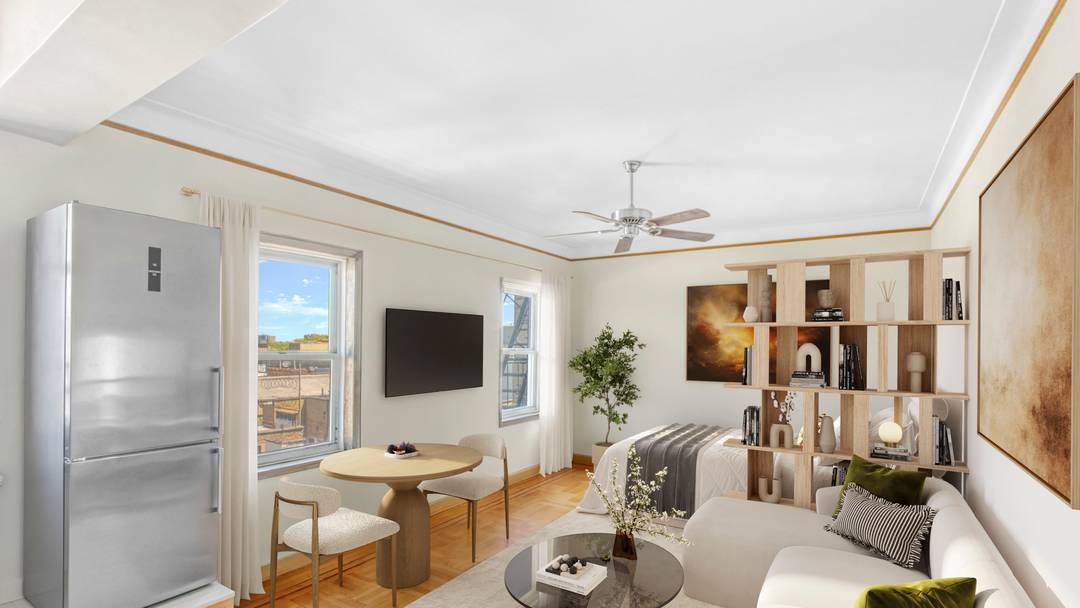 Residence 6F at 55 Eastern Parkway presents a rare opportunity to own a top floor, split level studio that seamlessly blends classic prewar character with thoughtful modern updates, all set ...