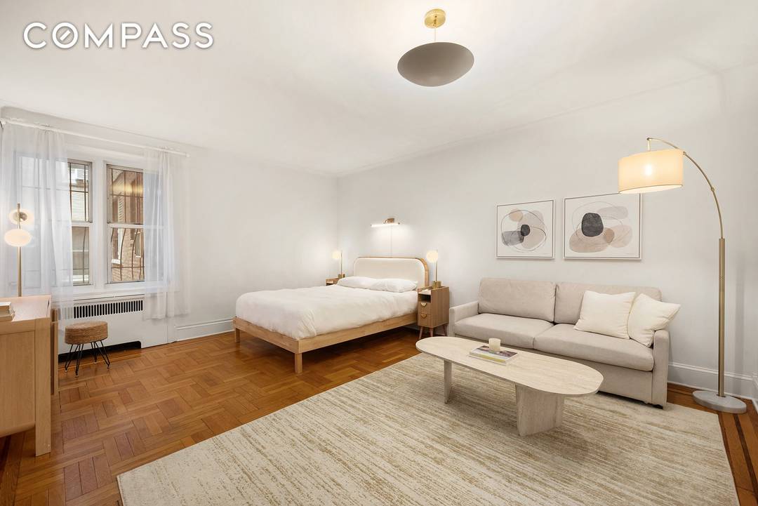 Residence 1D is the largest studio line in the building, offering a layout that feels intentional from the moment you enter.