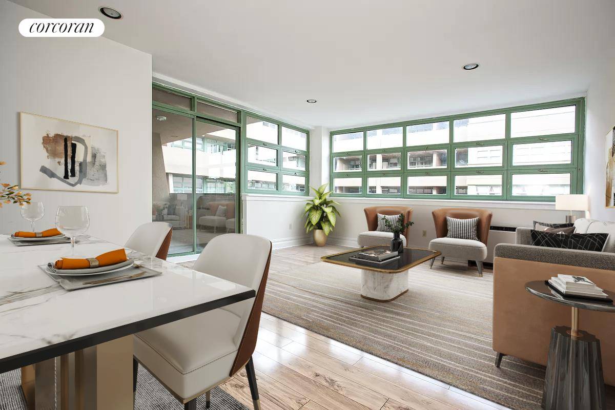 Spacious 1Br apartment features private terrace, light wide plank wood floors, updated bathroom, white cabinets with caesarstone quartz counter tops, brand new full size stainless steel appliances with dishwasher from ...
