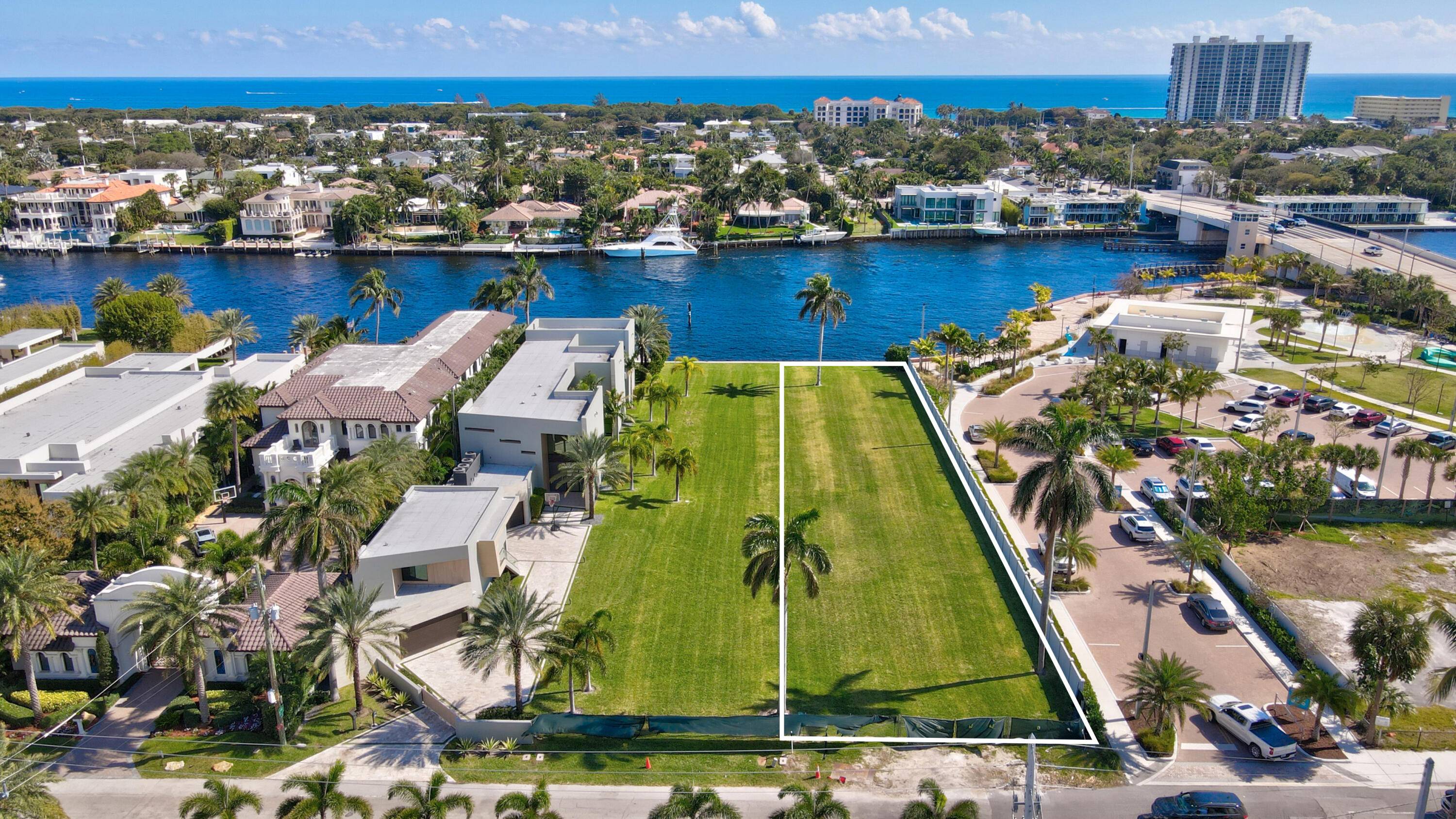 A very special opportunity to own this estate sized direct Intracoastal lot in down town Boca Raton.