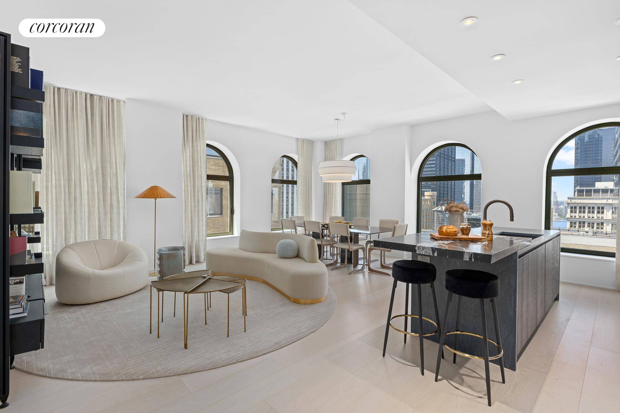 Developed by Lightstone, 130 William redefines the Lower Manhattan skyline with its hand cast concrete facade creating a striking form against the cityscape.
