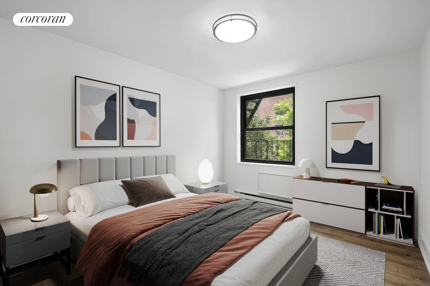 PALAZZO CHUPI VIEWS ! 357 W 11 Street, 3B is a newly renovated 2 Bedroom, light and bright, with South exposure and peaceful, leafy garden views in the bedrooms.