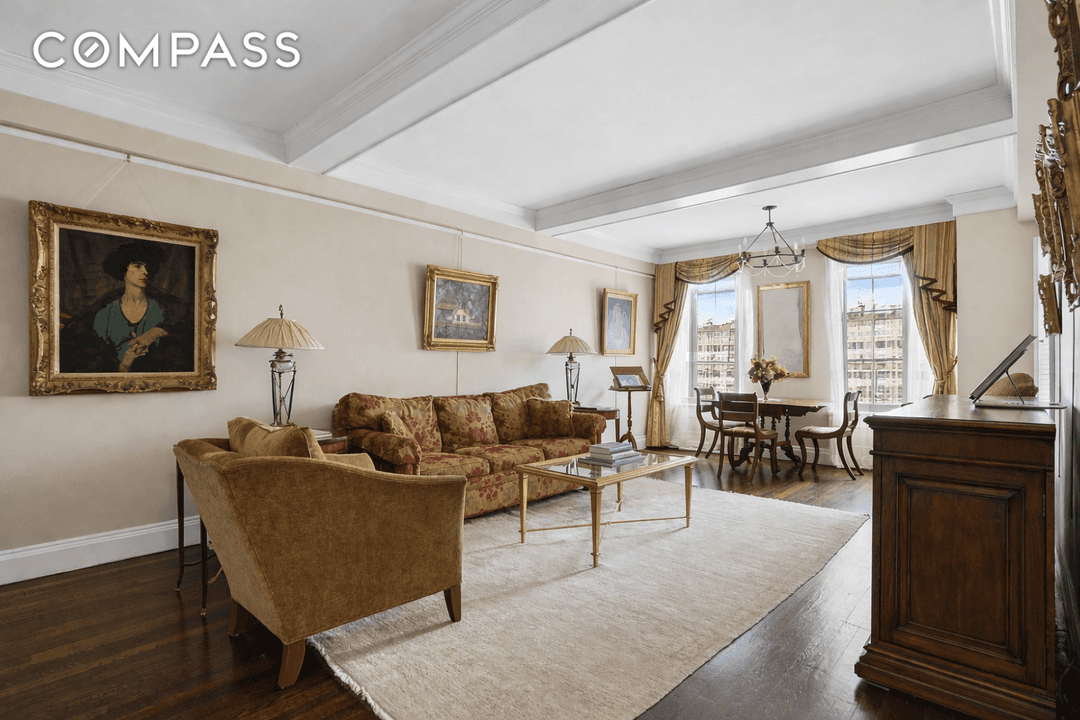 Step into this sun drenched, south facing residence through a gracious entry foyer that opens into an expansive living and dining area.