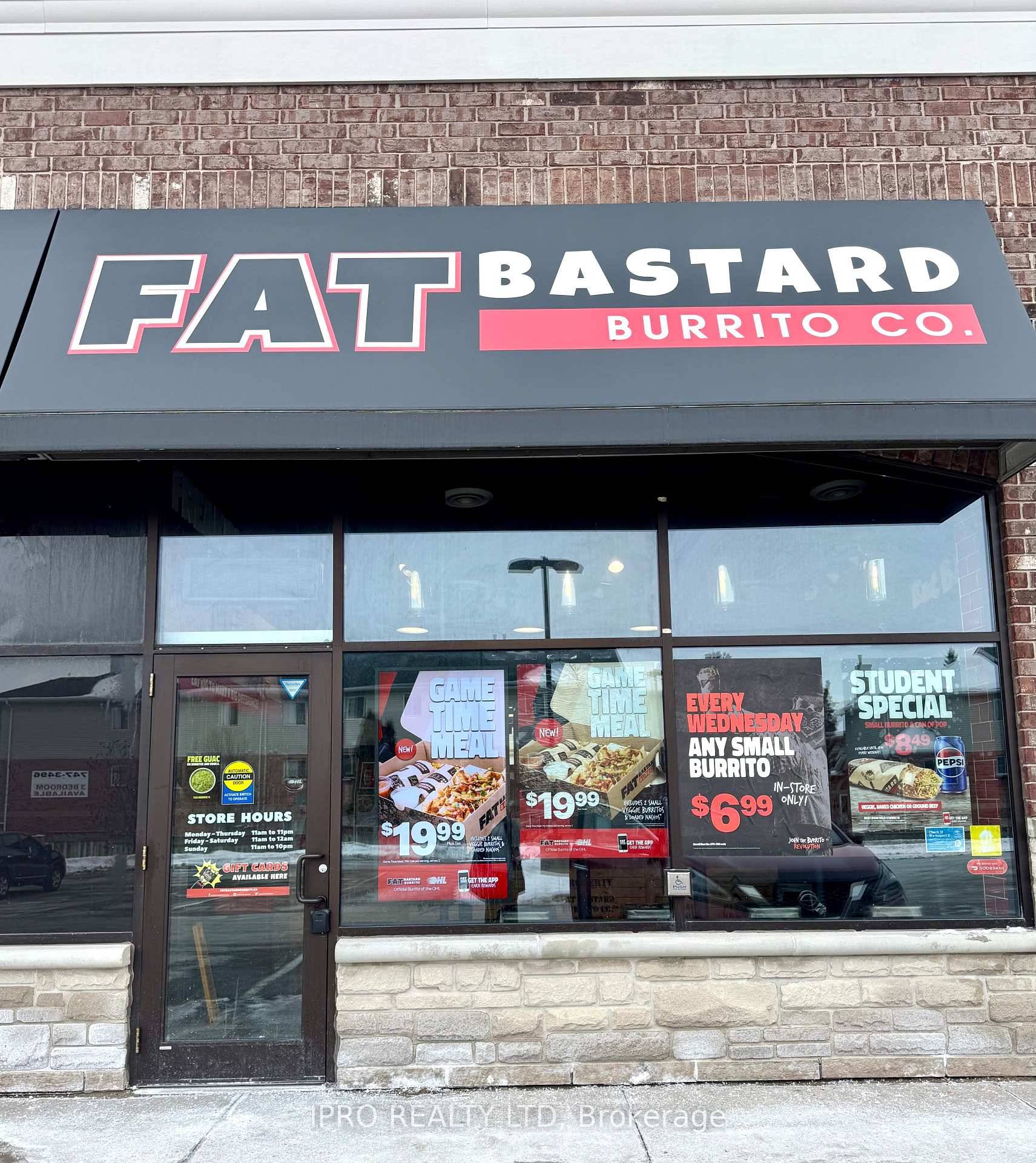 Fat Bastard Burrito Franchise in Waterloo's Prime location near board walk.