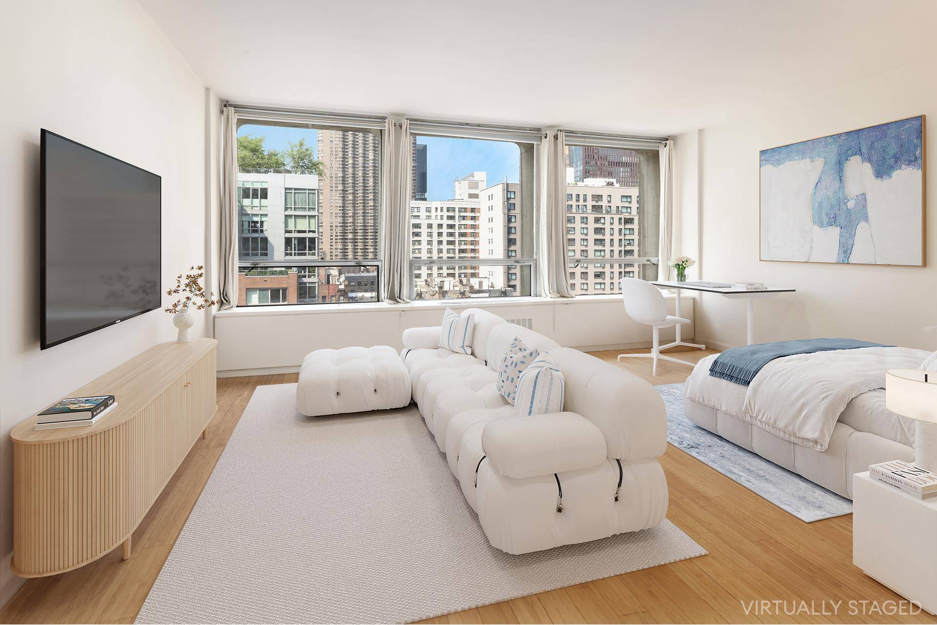 This extra large Alcove Studio with Open City Views at Kips Bay Towers Condominium can now be yours.