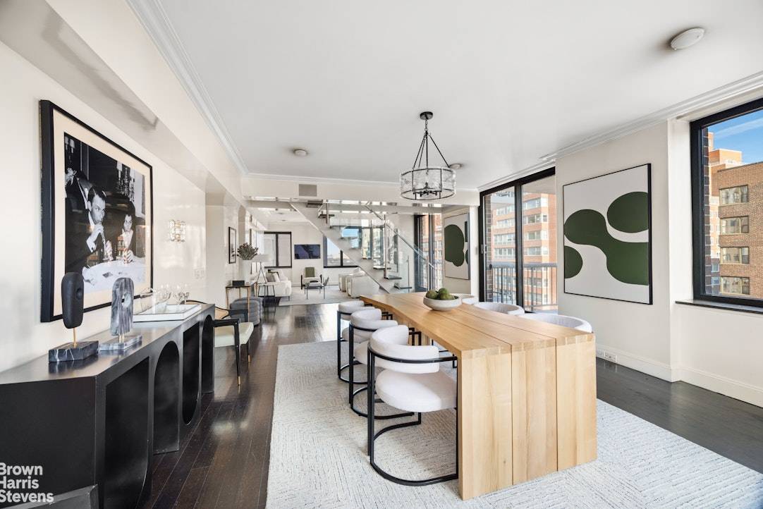 WOW DUPLEX CONDO ON EAST END AVENUE This capacious 4, 107 gross square foot, 12 room apartment features 4 bedrooms plus a staff room, 5.