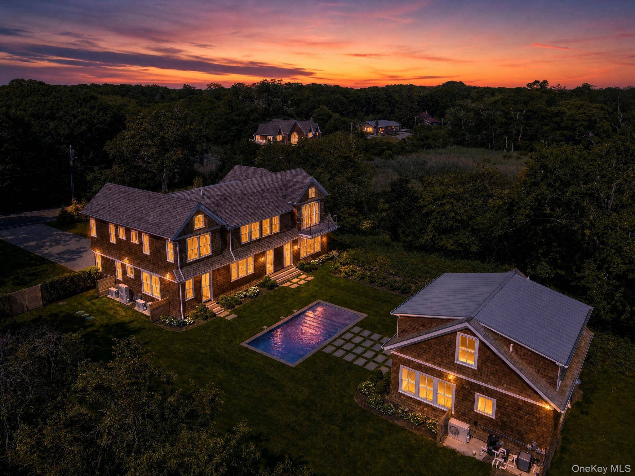 Stunning New Construction in Westhampton with Rare 2 Story 4 Seasons Guest house on 1.