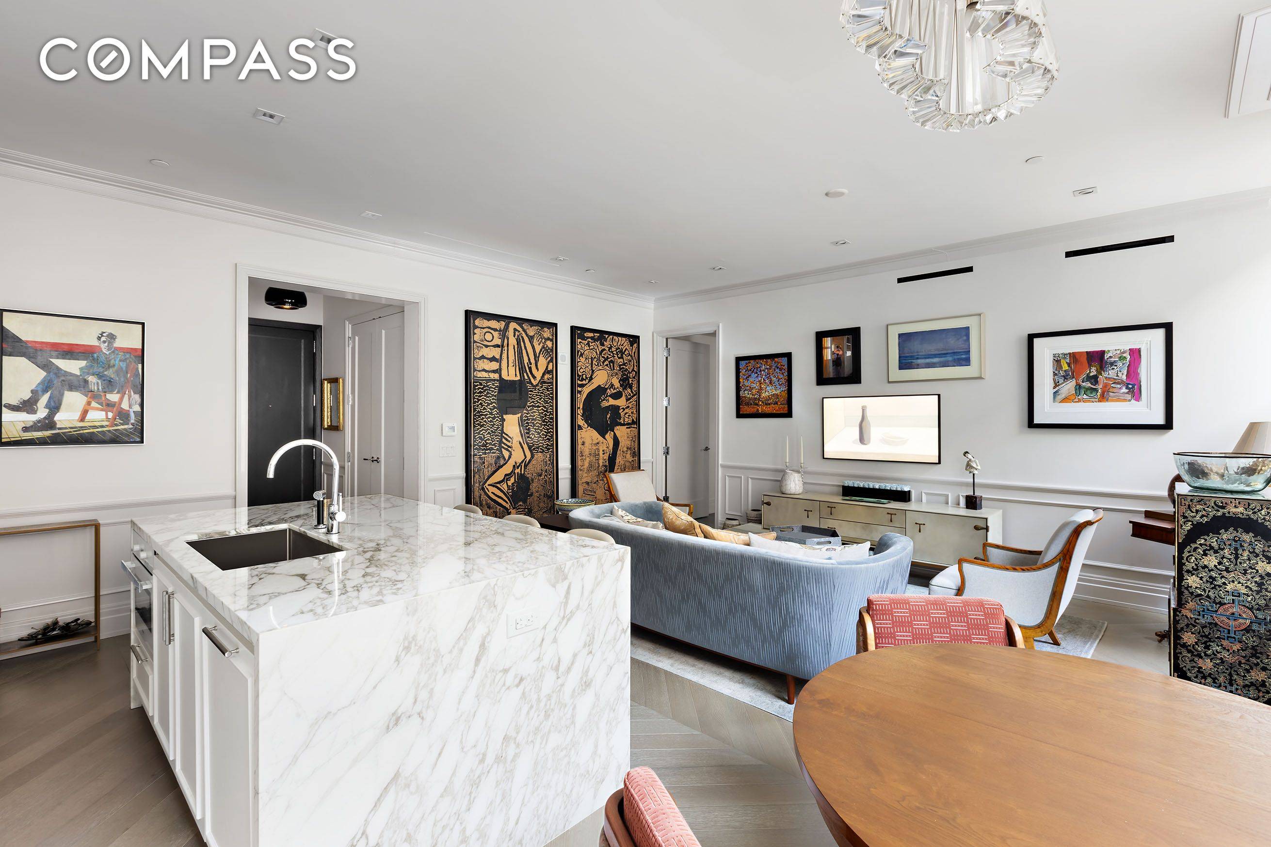 Residence 9B is a 1, 443 square foot split two bedroom, two bathroom with additional powder room.