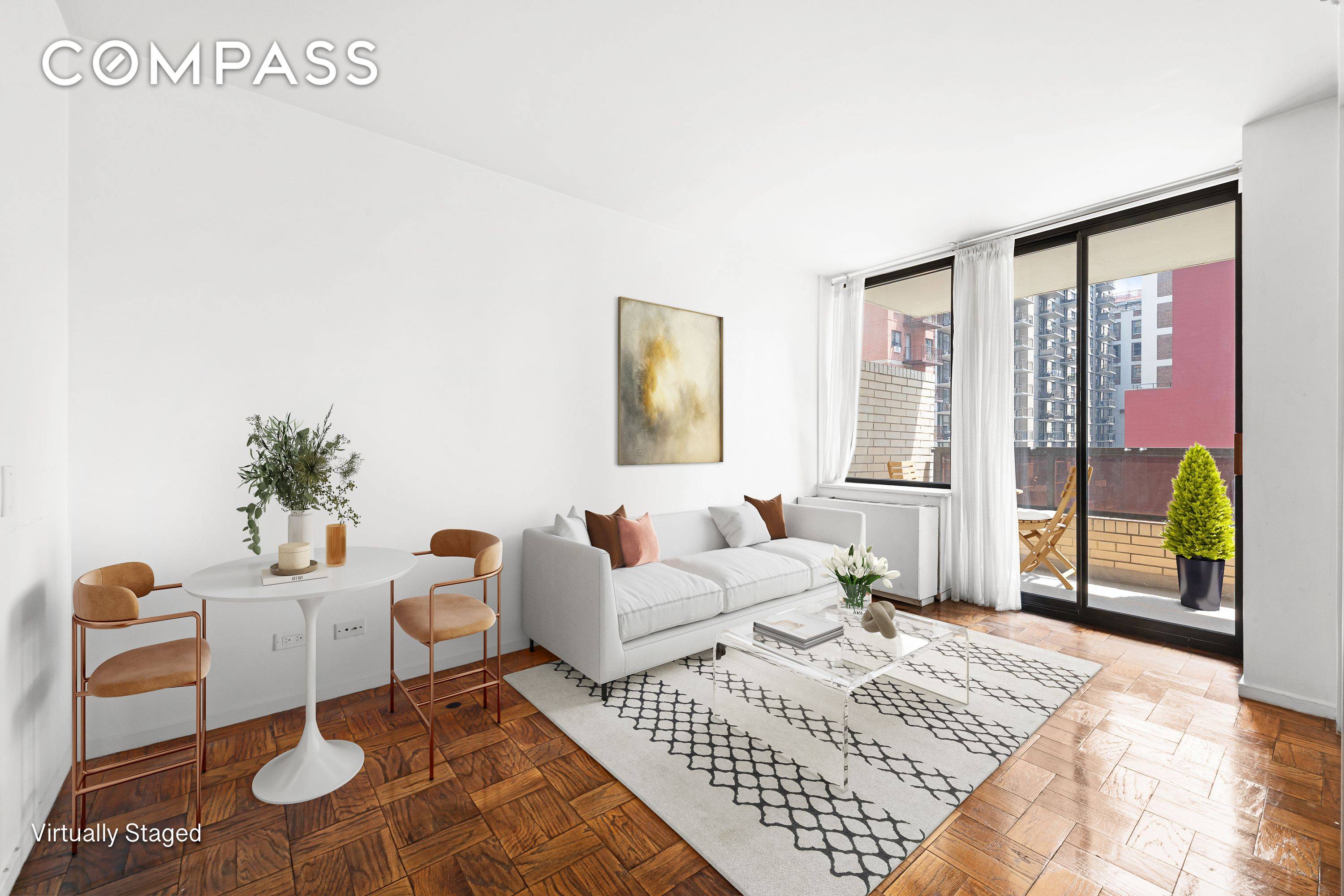 This 1 bedroom, 1 bathroom home features a spacious terrace with sunny eastern exposure and open city views.