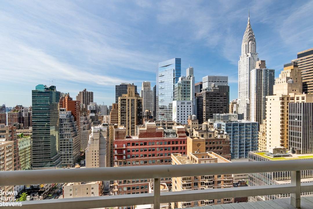 Well proportioned One Bedroom with stunning southern sun, light and views of the Chrysler Building and city including the East River boasting a private balcony.