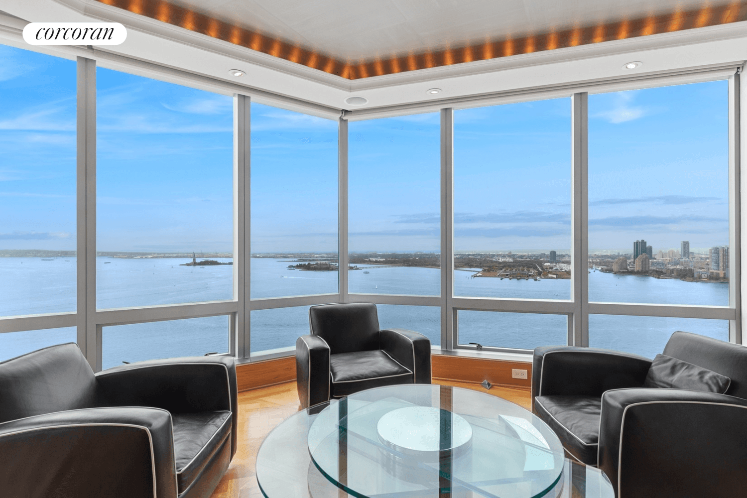At the pinnacle of 10 West Street, 32AG is one of the most prestigious and sought after homes in one of Lower Manhattan's best addresses.