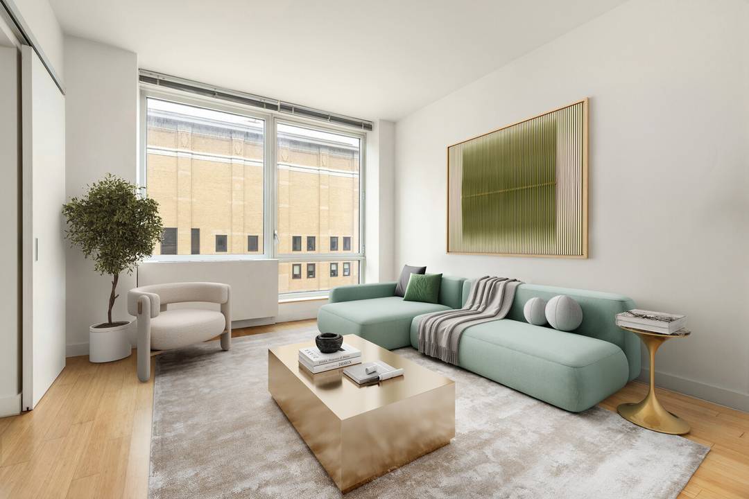 Apartment 1019 at The Caledonia is a light amp ; bright residence with oversized windows that offer views of the High Line and a partial view of the Hudson River.