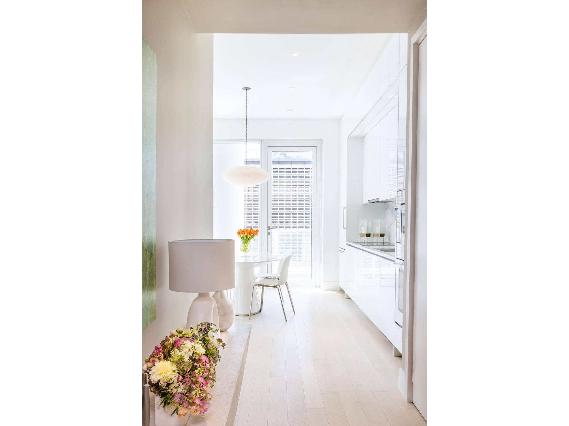 This spectacular 835 square foot one bedroom, one and a half bath light filled corner residence features 22 linear feet of terrace space with exposures to the south and west.