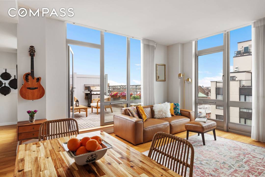 Perched atop the 7th floor of The Carlton Condominium in historic Clinton Hill, this penthouse 2BR 2BA home offers a rare sense of privacy and calm.