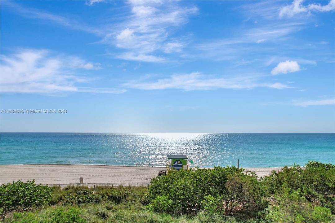 Beautiful DIRECT OCEAN views from this unique 2 2 corner unit located in the elegant beachfront condo Oceanside Plaza, designed by renowned architect Morris Lapidus.