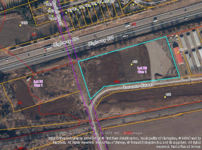 6. 8 acres of vacant M1 Industrial land with 880 feet frontage exposure to Highway 401 immediately west of Hwy 401 Interchange 440 at Mill Street Newcastle.