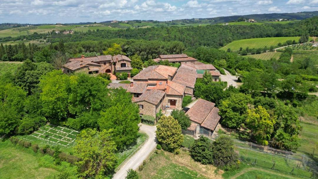 Chianti winery with cellar and 45 hectares of vineyards, medieval village for sale with agritourism apartments in Castellina in Chianti, Tuscany