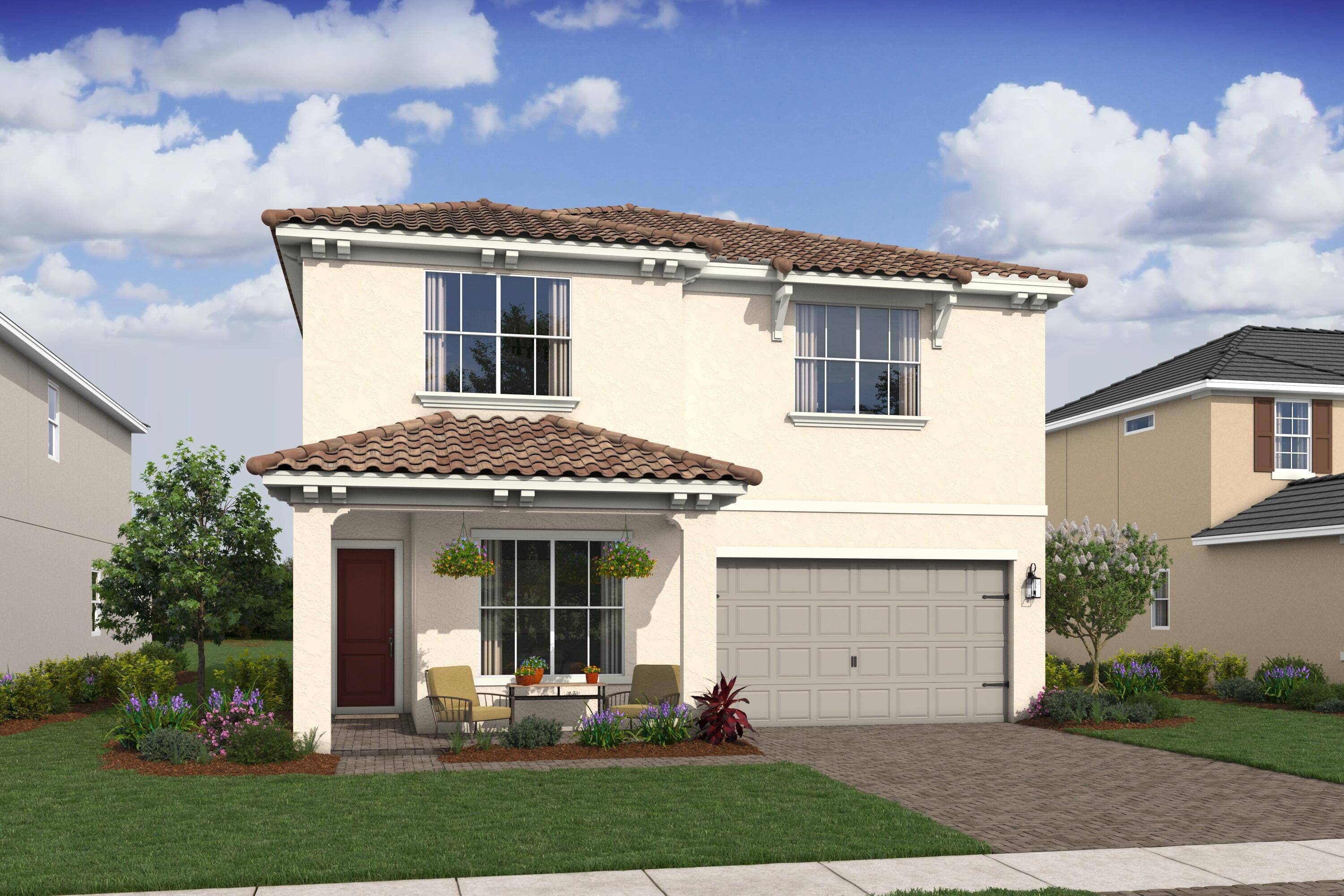 The Rhodes II floor plan is a beautifully designed 2 story home featuring 5 bedrooms, 4 bathrooms, and a 2 car garage.