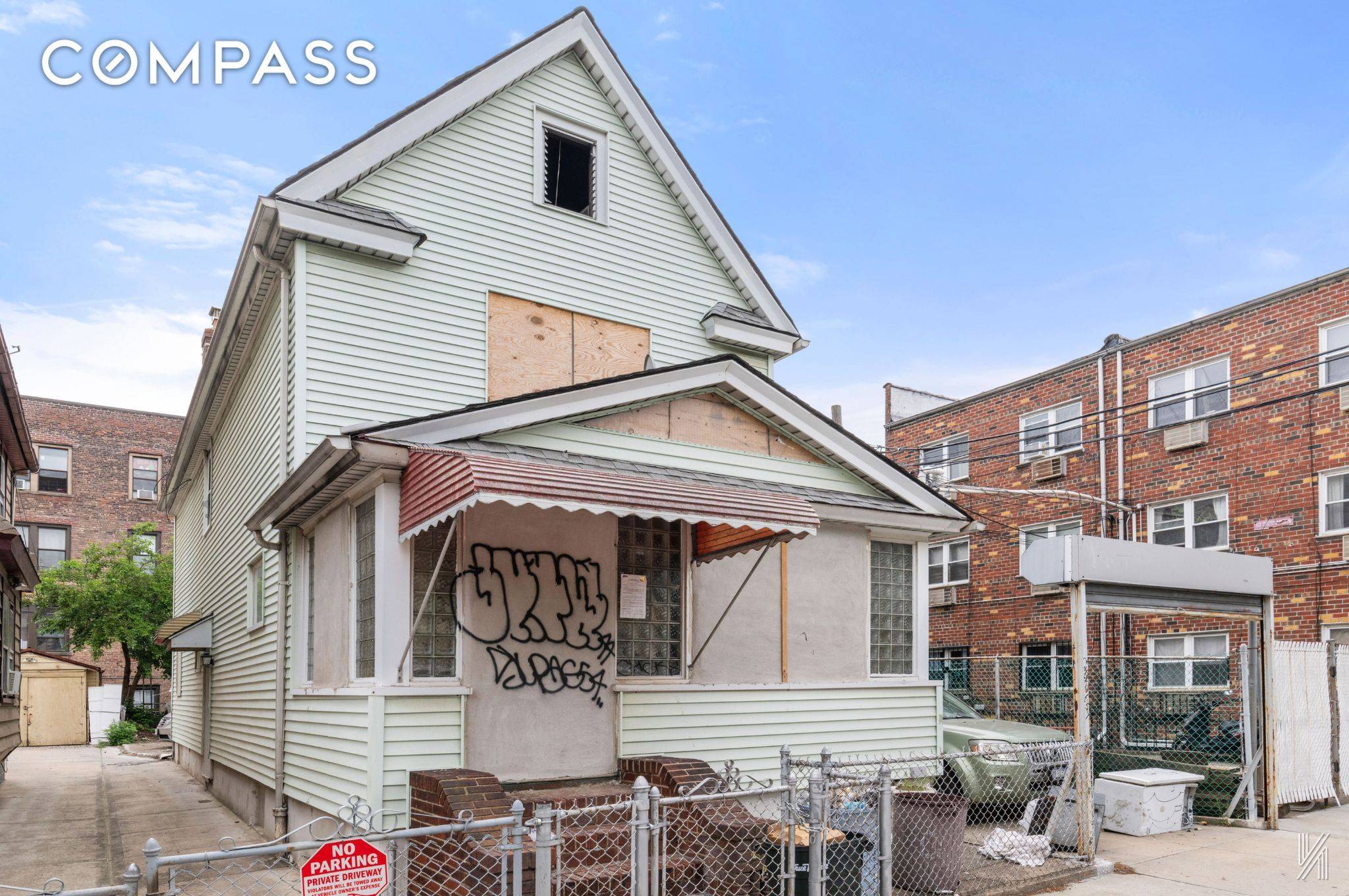 This property, situated in the sought after neighborhood of Woodside, has sustained fire damage and is not currently safe for entry.