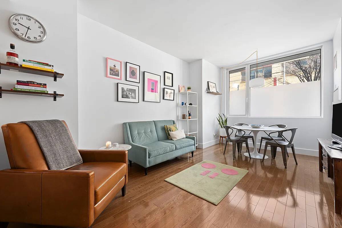 Set in a contemporary condominium one block from McCarren Park, this impeccably designed duplex apartment spans 1, 164 square feet and features wide plank hardwood floors, oversized windows, and high ...