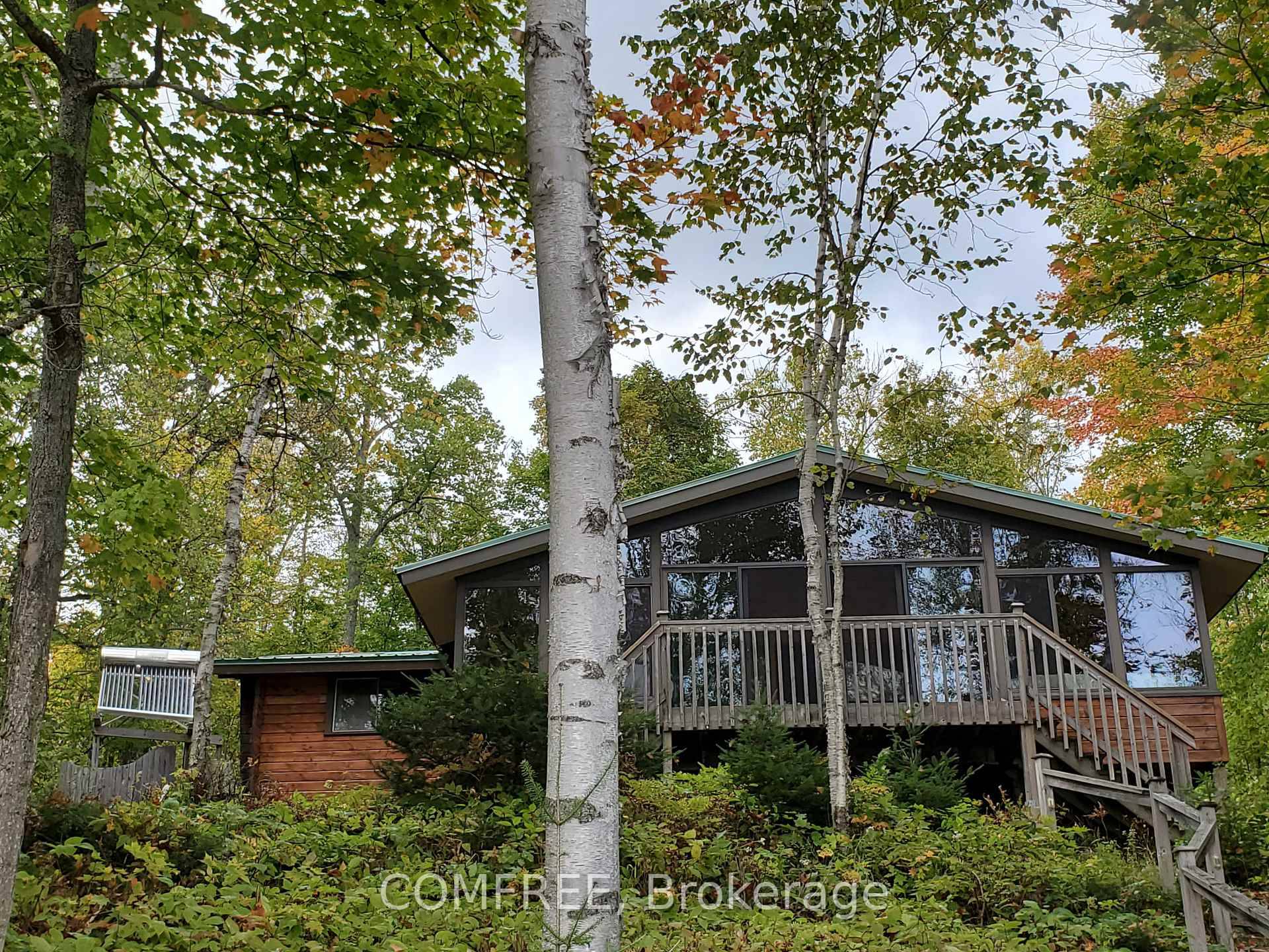 This cottage is located at 20 Chartier Lake on the Pickerel River system with boat access from Le Grous Lake landing not too far from Arnstein and Port Loring Ontario.