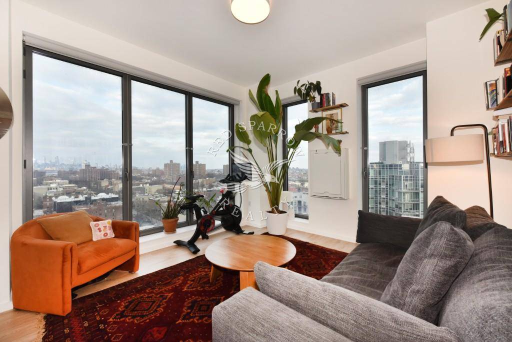 Actual photos ! This amazing 2 bed 2 bath corner unit in Clinton Hill is glistening with North, West, and Eastern exposures, and features a washer and dryer in the ...