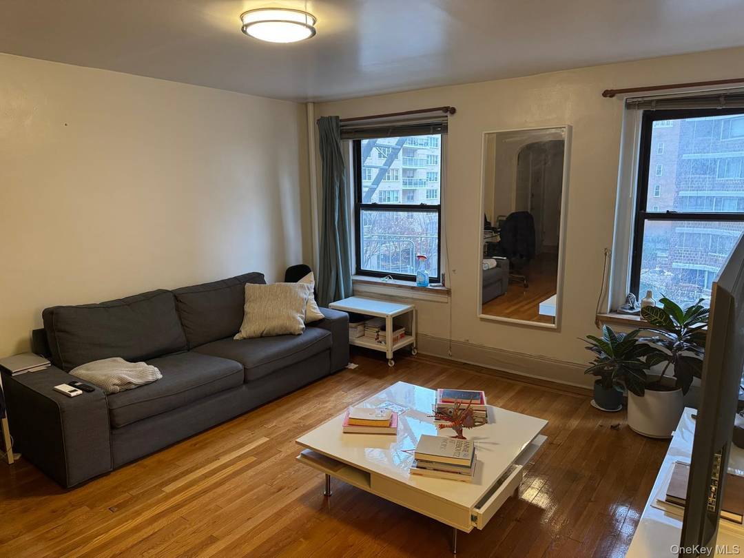 Large 1 bedroom unit with open wood floors in a walk up building.