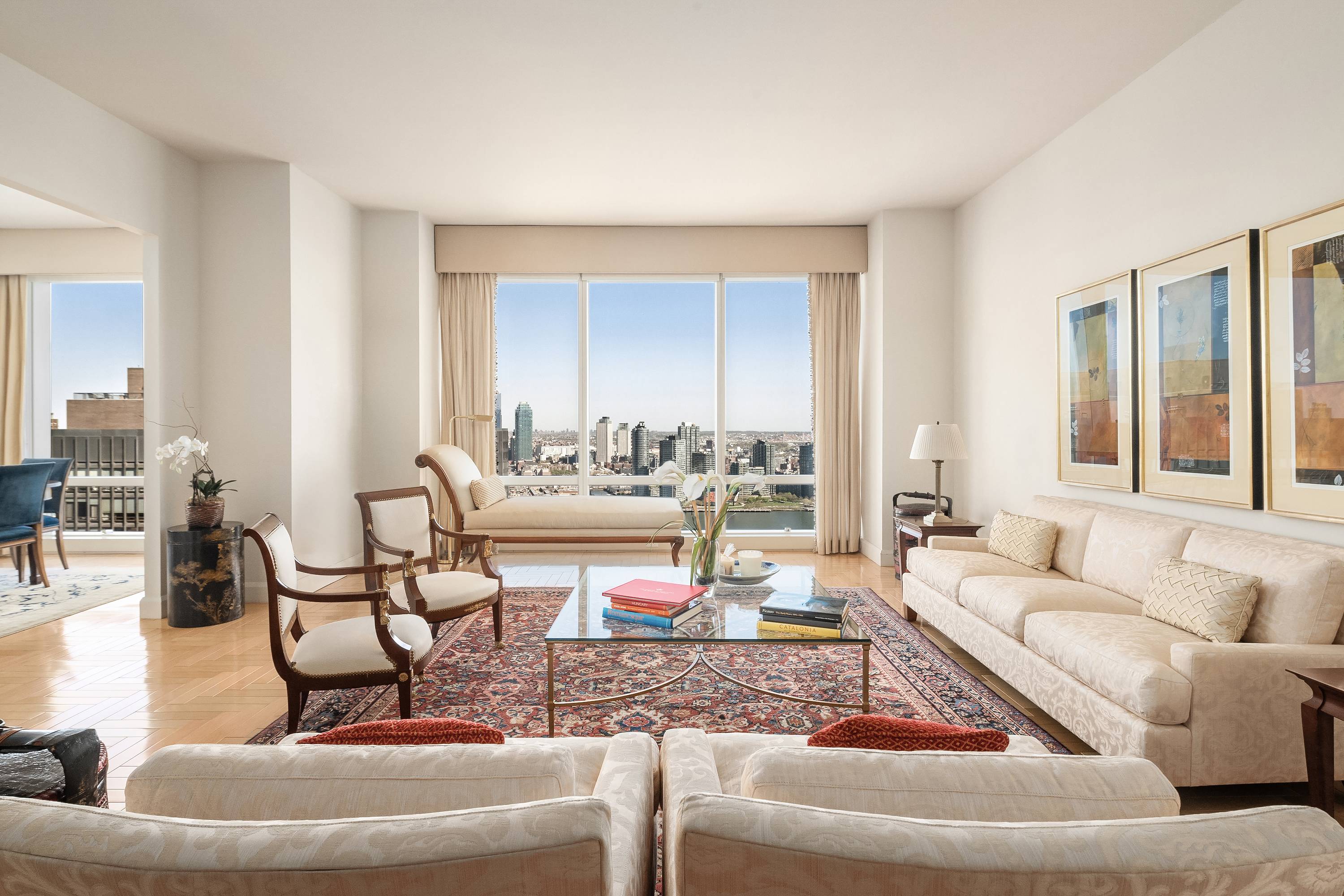 Immaculate 2 bedroom 2. 5 bath apartment, on the 42nd floor, in triple mint condition, Oversized floor to ceiling windows offering extraordinary views of the city and river with N ...