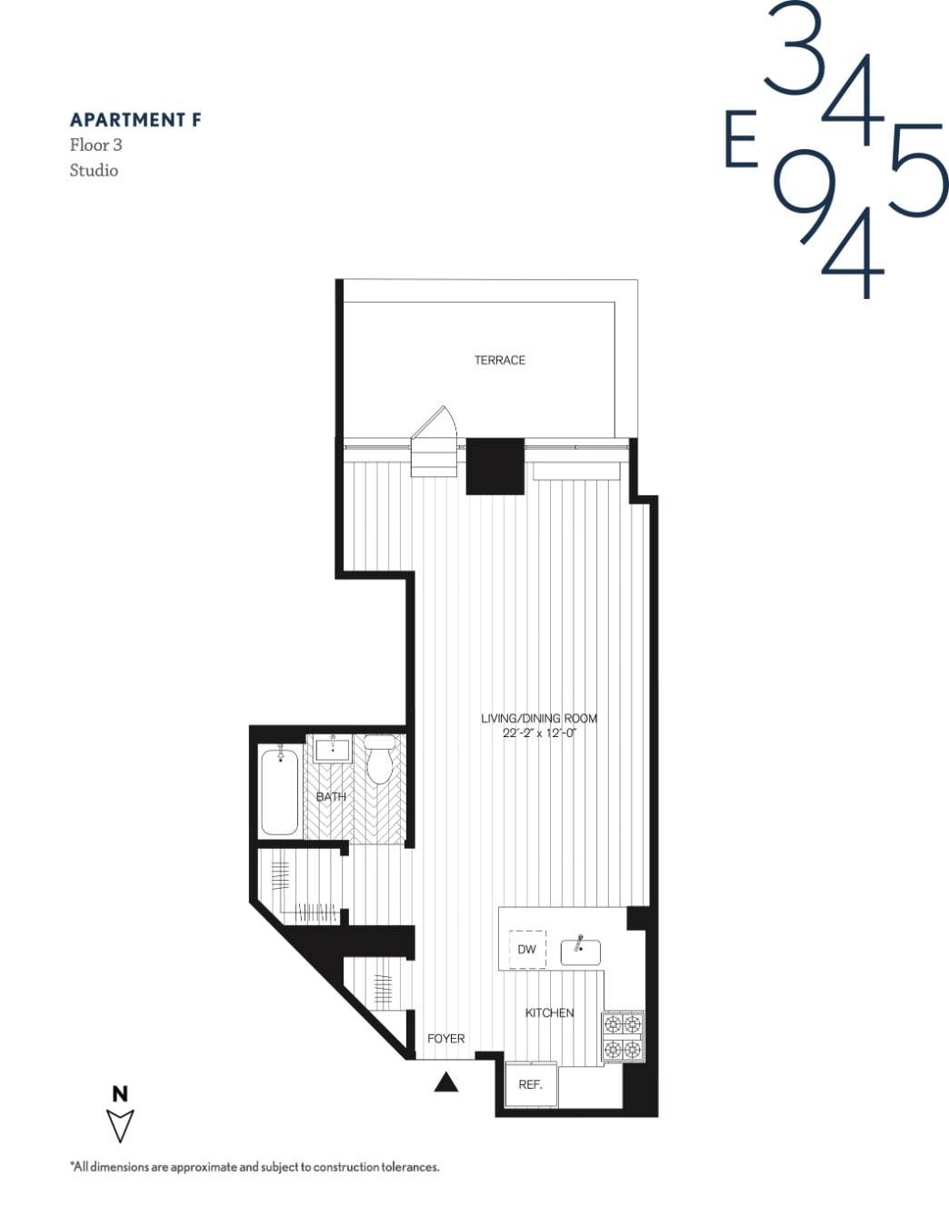 Gorgeous studio with private terrace now available.