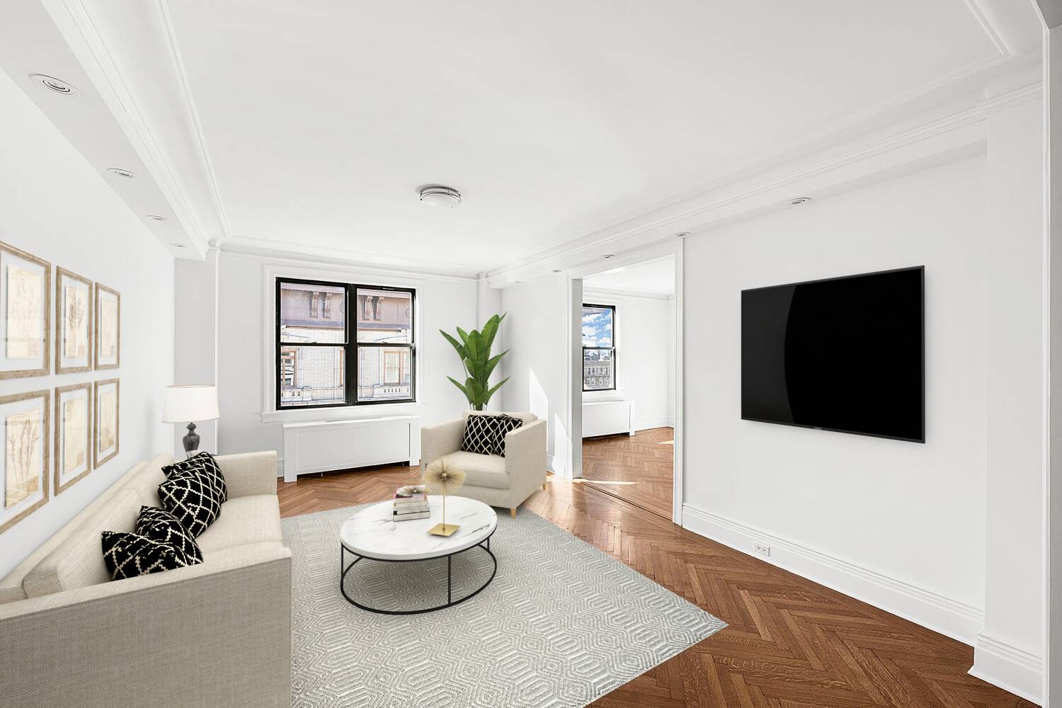 Elegant and spacious four bedroom, three bathroom, condominium perched on the SE corner on the top floor of a luxurious pre war building at 905 West End Avenue.