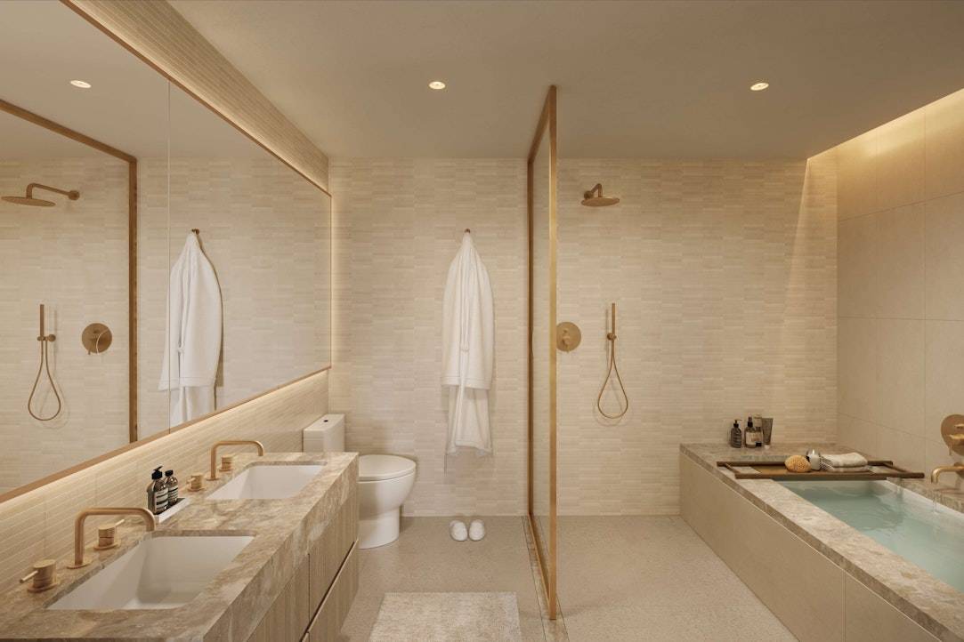 Residence 1D is an impressive 1, 105 square foot one bedroom duplex loft with eighteen foot ceilings and expansive double height windows flooding the space with natural light.