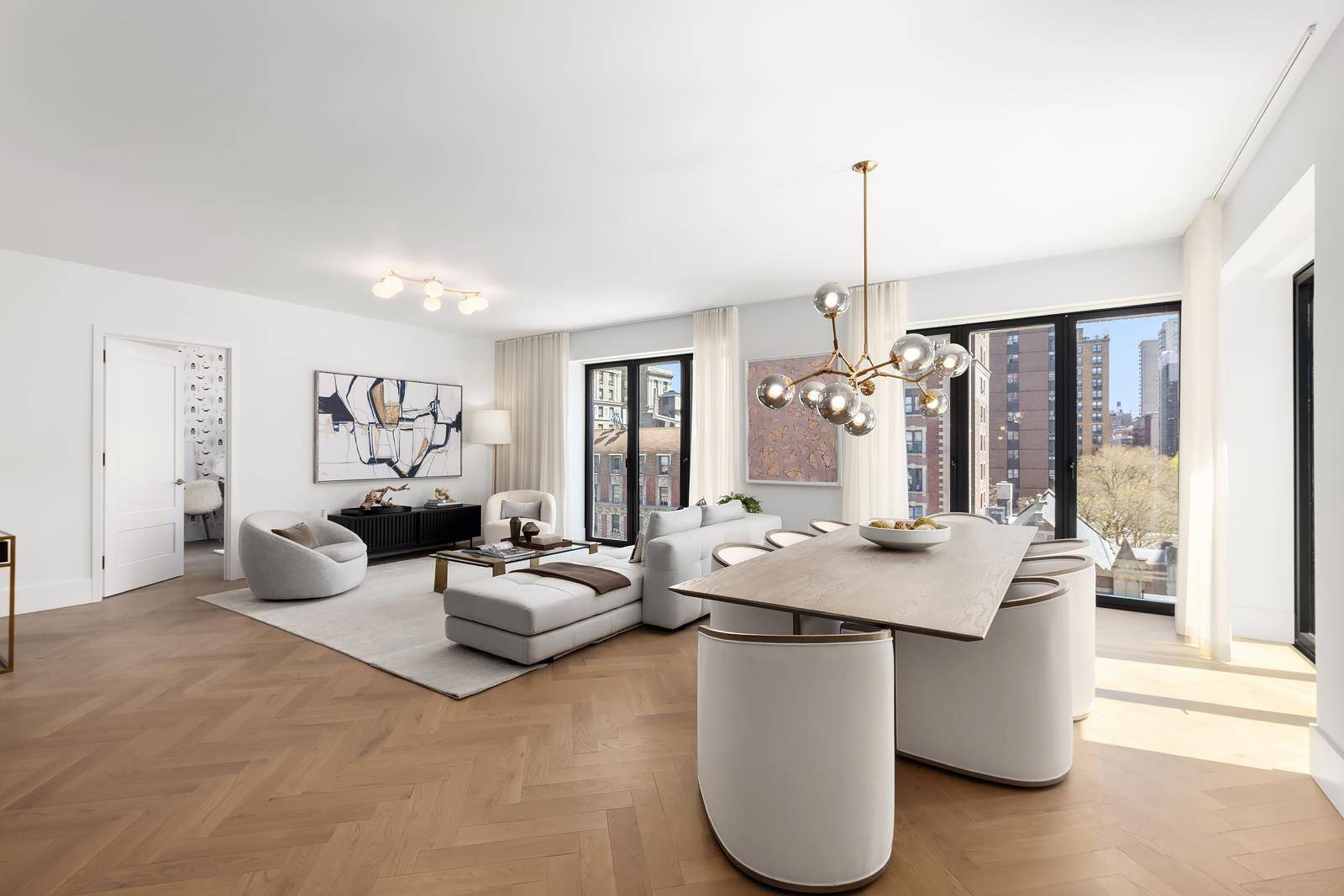 IMMEDIATE OCCUPANCYThis sophisticated 2, 438 square foot, four bedroom, three and a half bath residence features 9'11 ceilings with herringbone oak flooring throughout articulates classic elegance and gracious, functional living ...