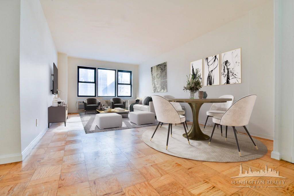 Sun filled spacious 1 Bedroom apartment with hardwood floors throughout, stainless steel appliances, and an abundance of closets in the heart of Murray Hill.