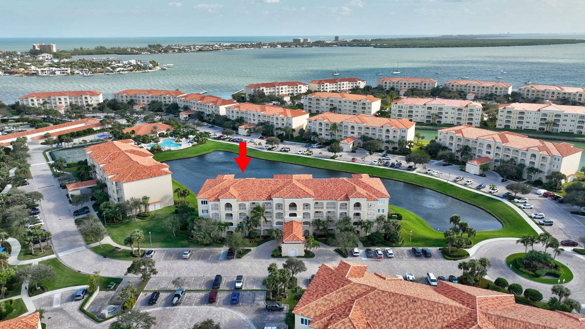 Gorgeous river lake views from this furnished Penthouse condo in Harbour Isle East on Hutchinson Island.