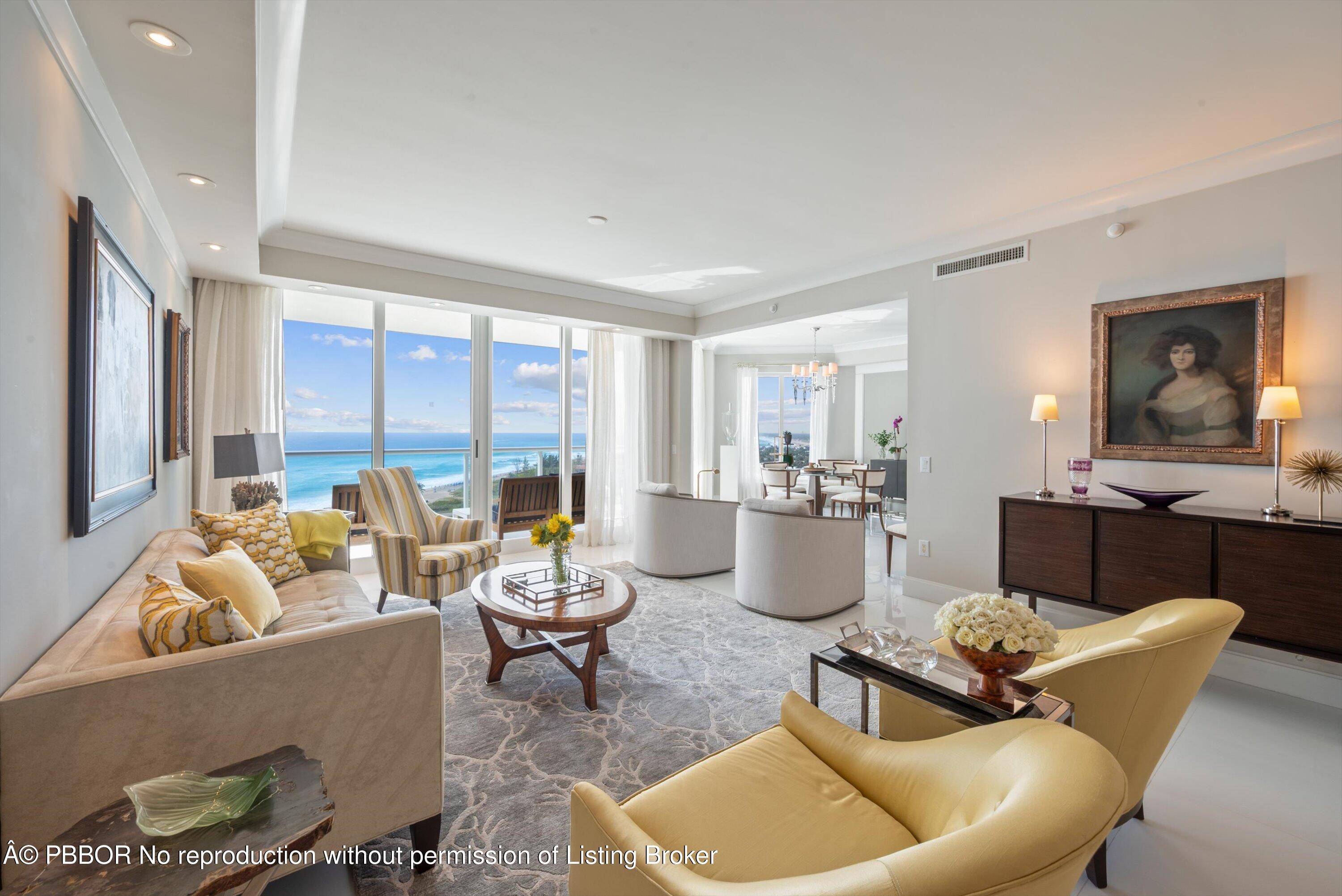 A private elevator opens into your grand foyer, leading to exquisite ocean views from this 3 bedroom, 3.
