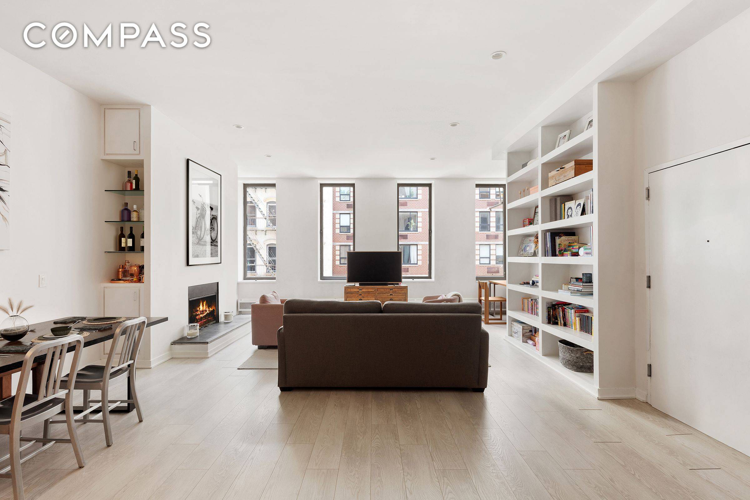 Introducing 150 Chambers 3W, a rarely available Tribeca condo featuring soaring 14 foot ceilings and an elegant wood burning fireplace that serves as the heart of the home.