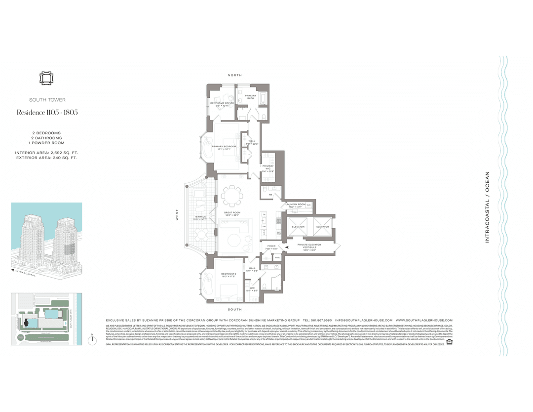 South Tower Residence 1405 at South Flagler House is a beautifully appointed west facing 2 BR, 2.