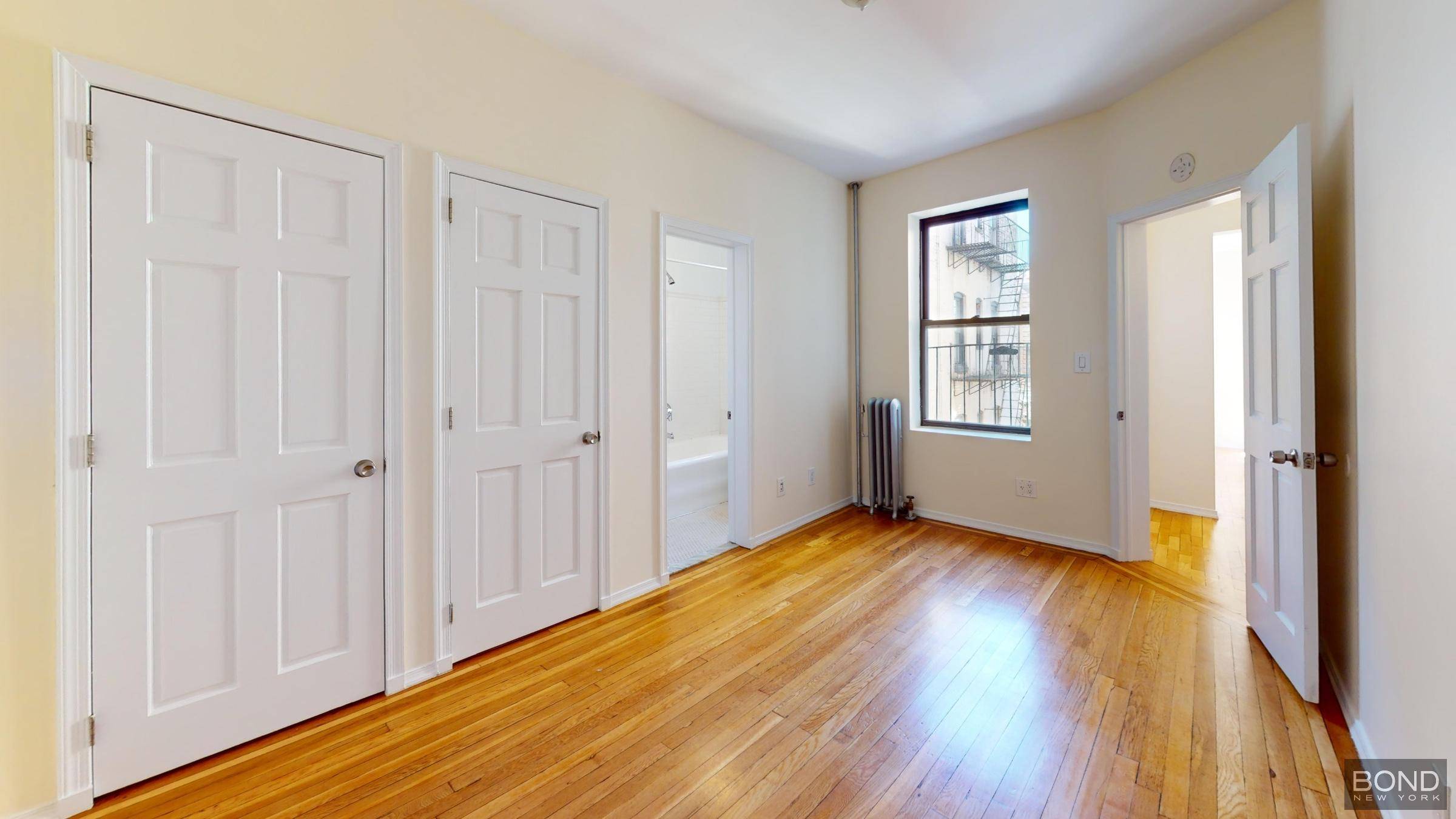 Renovated 1 bedroom features large living room, queen size bedroom, lots of natural light, hardwood floors, updated kitchen with stainless steel appliances and a dishwasher.