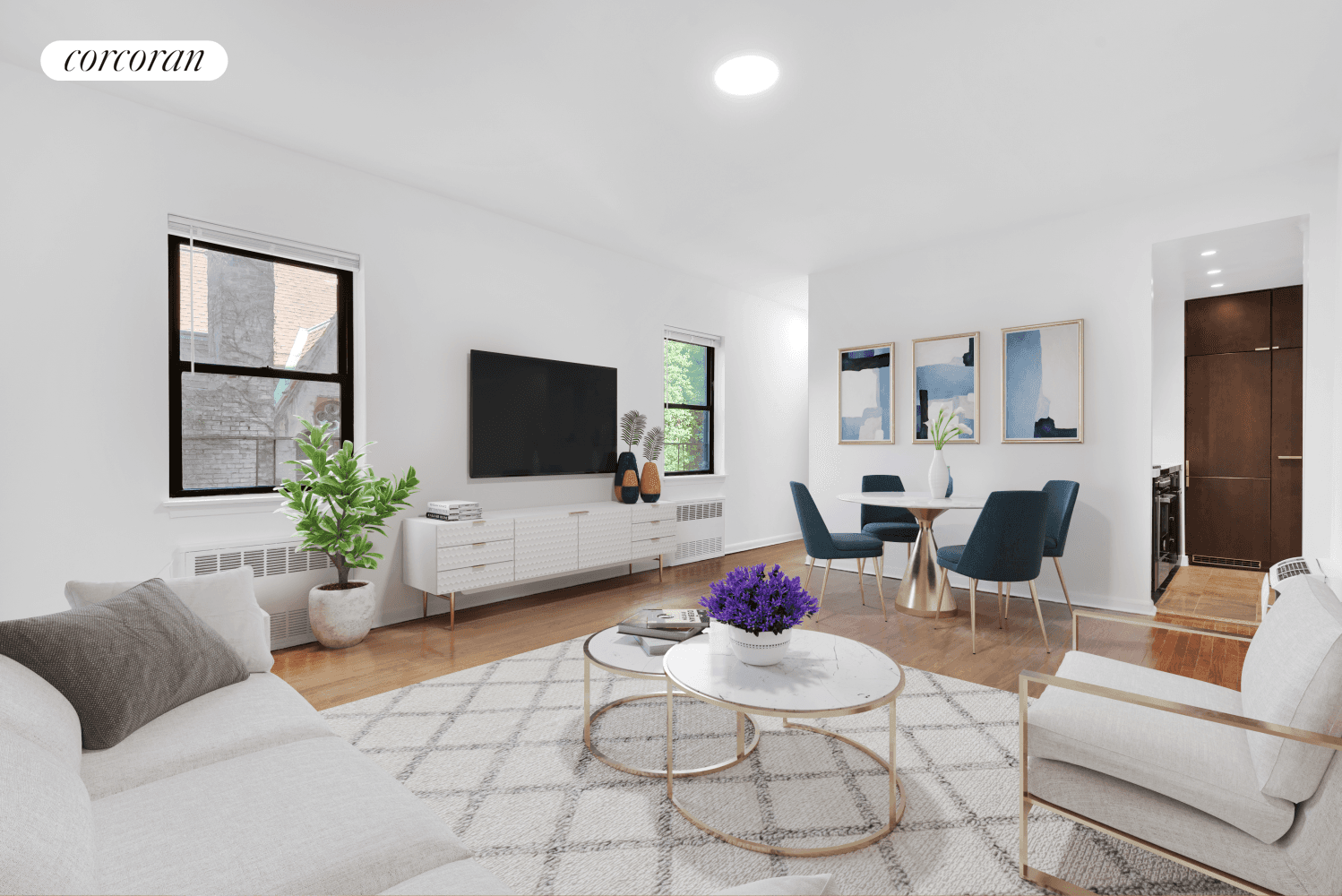Own for Less than Rent Spacious 1 bed coop on Billionaire's Row at 415 West 57th St with high ceilings, low maintenance, and 90 financing allowed.